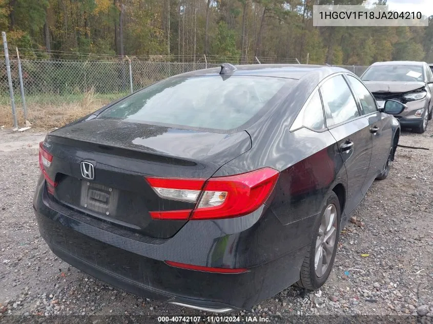 2018 Honda Accord Lx VIN: 1HGCV1F18JA204210 Lot: 40742107