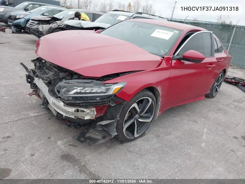 2018 Honda Accord Sport VIN: 1HGCV1F37JA091318 Lot: 40742812