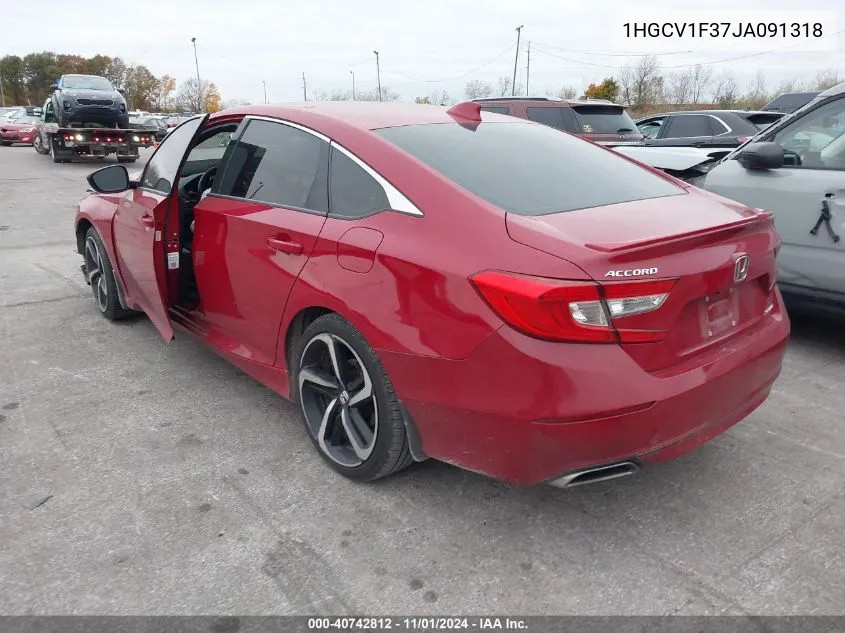 2018 Honda Accord Sport VIN: 1HGCV1F37JA091318 Lot: 40742812