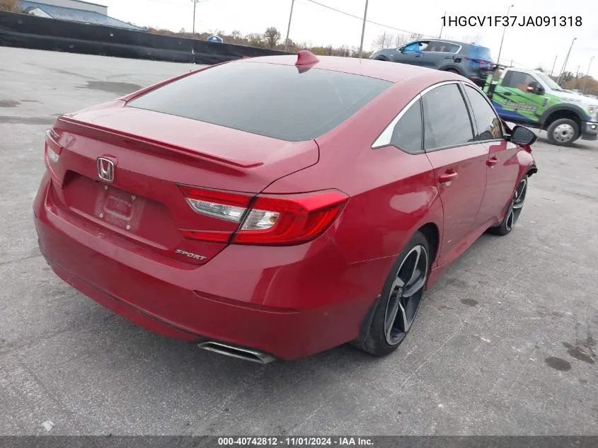 2018 Honda Accord Sport VIN: 1HGCV1F37JA091318 Lot: 40742812