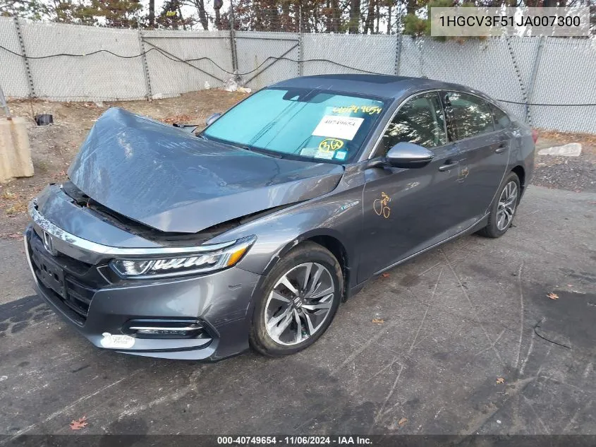 2018 Honda Accord Hybrid Ex-L VIN: 1HGCV3F51JA007300 Lot: 40749654