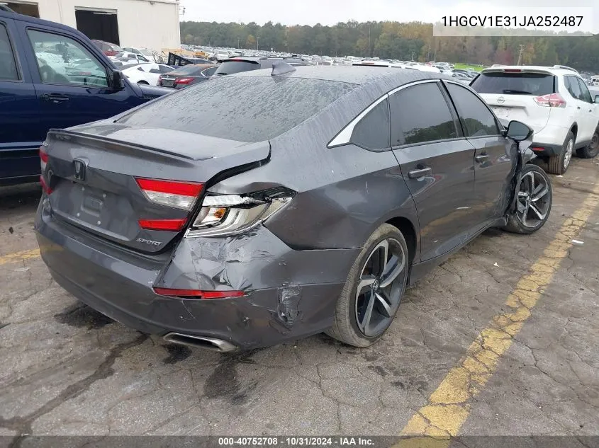 1HGCV1E31JA252487 2018 Honda Accord Sport