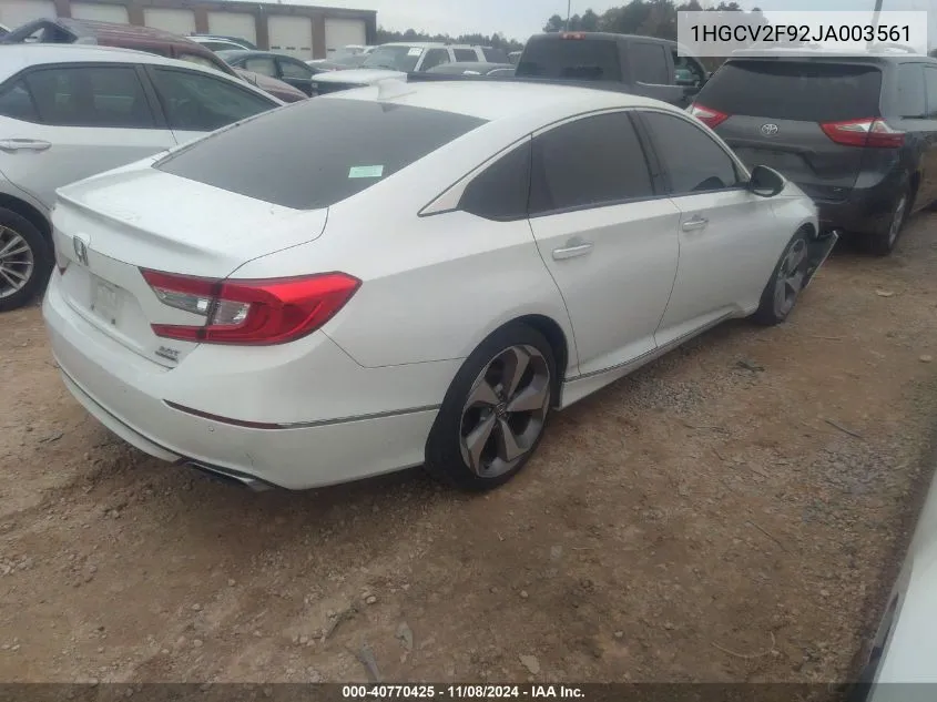 2018 Honda Accord Touring 2.0T VIN: 1HGCV2F92JA003561 Lot: 40770425