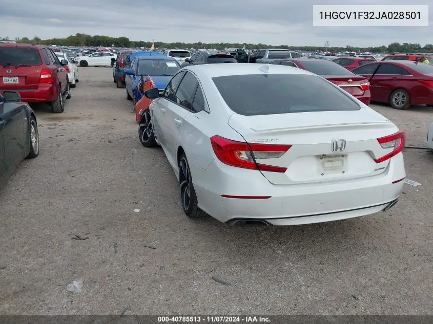 2018 Honda Accord Sport VIN: 1HGCV1F32JA028501 Lot: 40785513