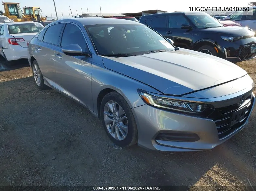 2018 Honda Accord Lx VIN: 1HGCV1F18JA040750 Lot: 40790981