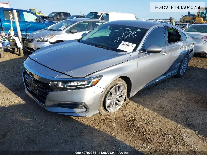 2018 Honda Accord Lx VIN: 1HGCV1F18JA040750 Lot: 40790981