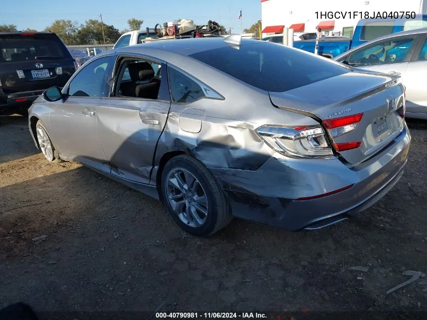 2018 Honda Accord Lx VIN: 1HGCV1F18JA040750 Lot: 40790981