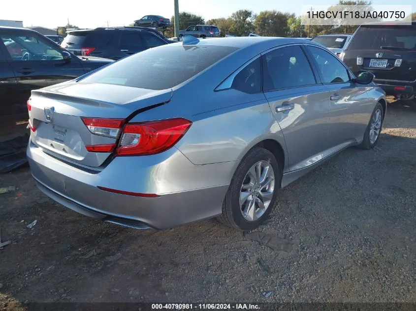 2018 Honda Accord Lx VIN: 1HGCV1F18JA040750 Lot: 40790981