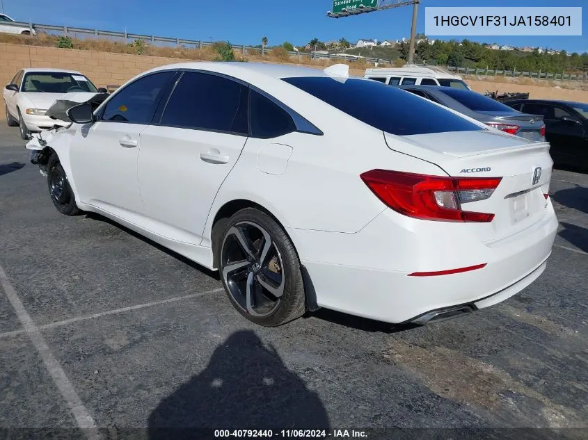 2018 Honda Accord Sport VIN: 1HGCV1F31JA158401 Lot: 40792440