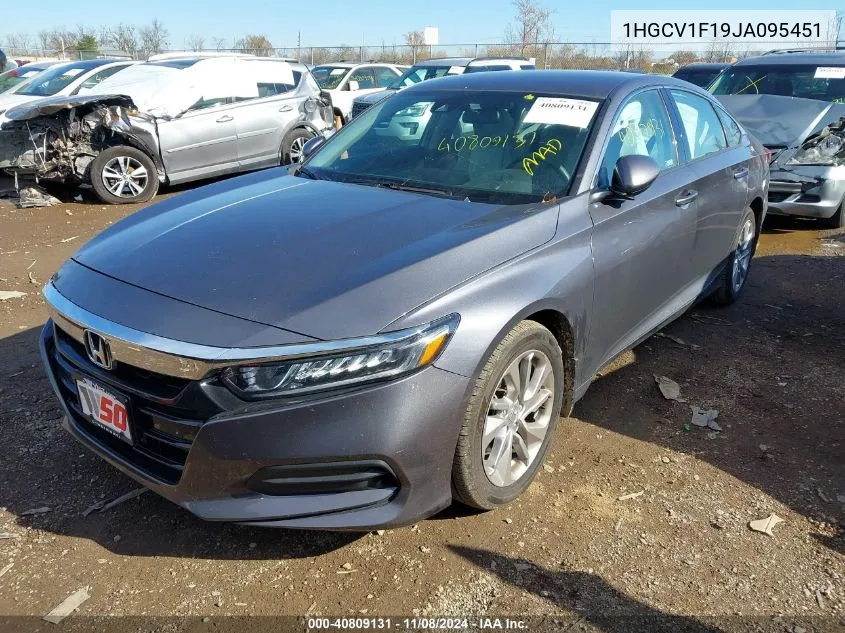 2018 Honda Accord Lx VIN: 1HGCV1F19JA095451 Lot: 40809131