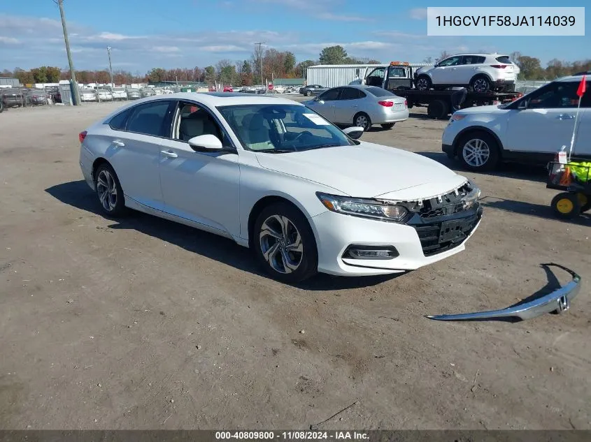 2018 Honda Accord Ex-L VIN: 1HGCV1F58JA114039 Lot: 40809800