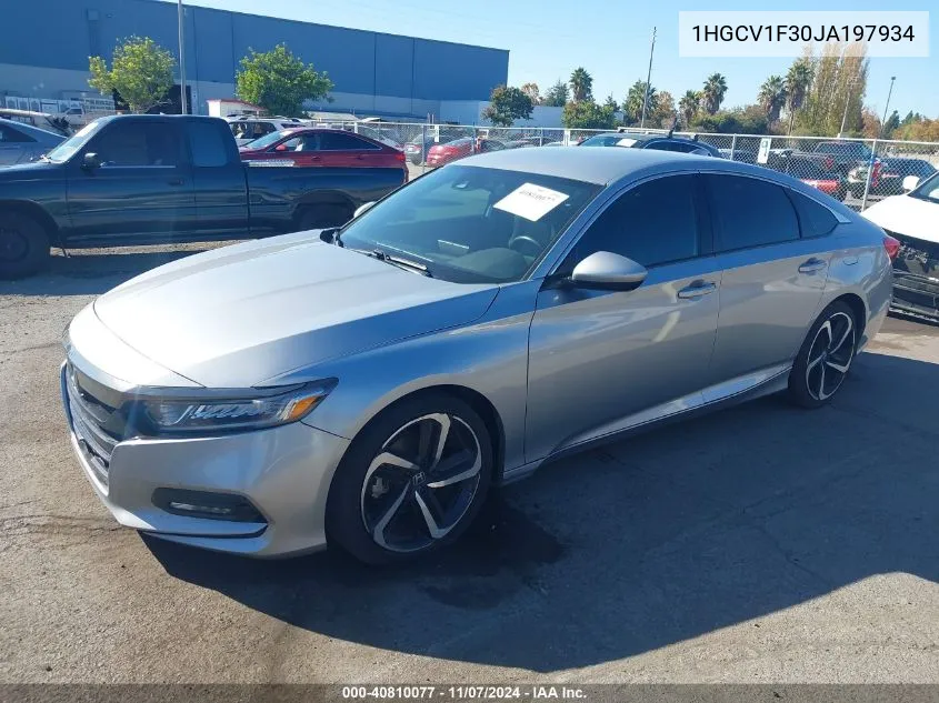 2018 Honda Accord Sport VIN: 1HGCV1F30JA197934 Lot: 40810077