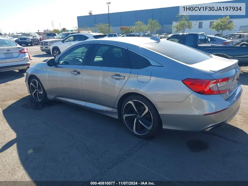 2018 Honda Accord Sport VIN: 1HGCV1F30JA197934 Lot: 40810077