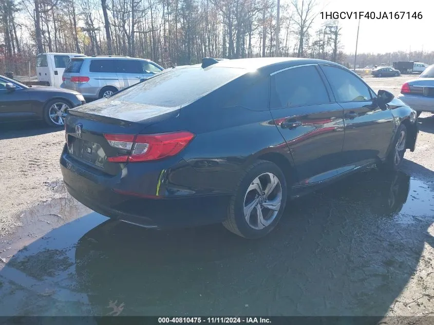 2018 Honda Accord Ex VIN: 1HGCV1F40JA167146 Lot: 40810475