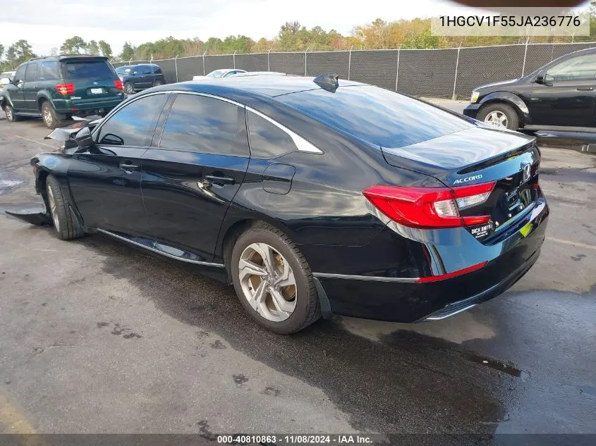 2018 Honda Accord Ex-L VIN: 1HGCV1F55JA236776 Lot: 40810863