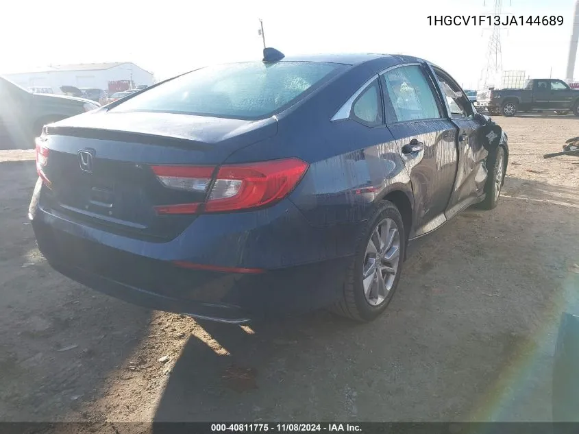 2018 Honda Accord Lx VIN: 1HGCV1F13JA144689 Lot: 40811775