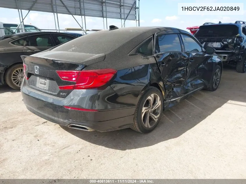 2018 Honda Accord Ex-L 2.0T VIN: 1HGCV2F62JA020849 Lot: 40813611