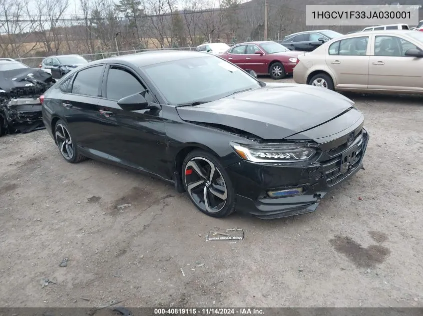 2018 Honda Accord Sport VIN: 1HGCV1F33JA030001 Lot: 40819115