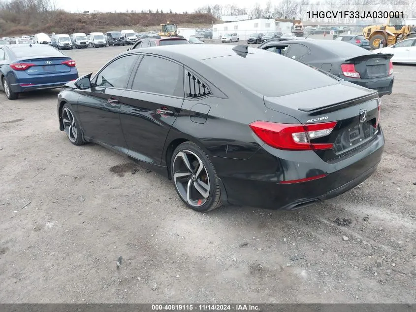 2018 Honda Accord Sport VIN: 1HGCV1F33JA030001 Lot: 40819115