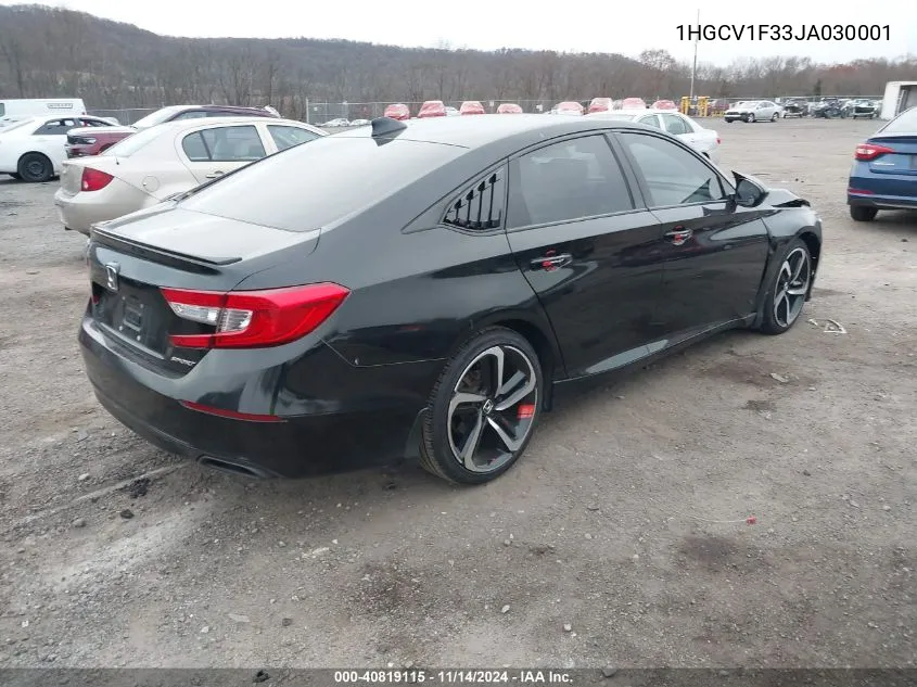 2018 Honda Accord Sport VIN: 1HGCV1F33JA030001 Lot: 40819115