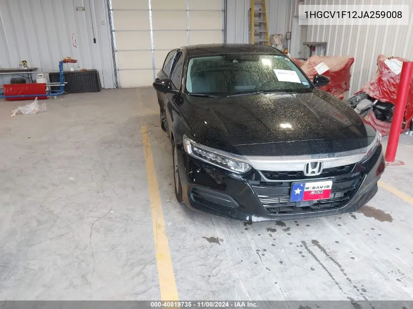 2018 Honda Accord Lx VIN: 1HGCV1F12JA259008 Lot: 40819735