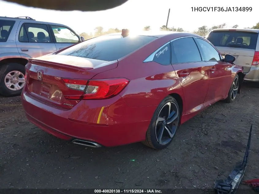 2018 Honda Accord Sport VIN: 1HGCV1F36JA134899 Lot: 40820138