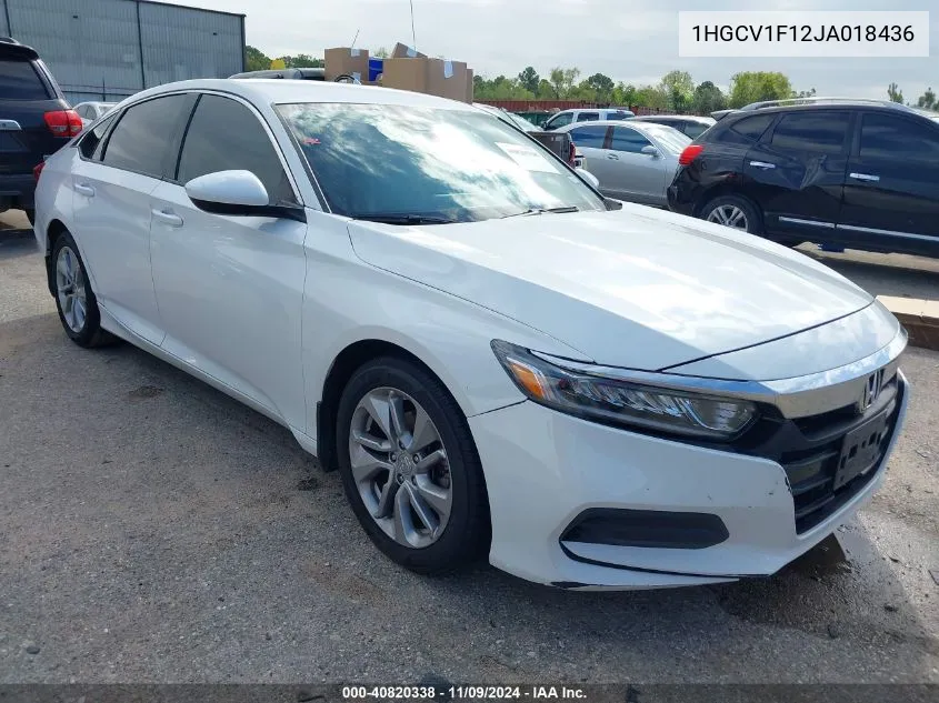 1HGCV1F12JA018436 2018 Honda Accord Lx