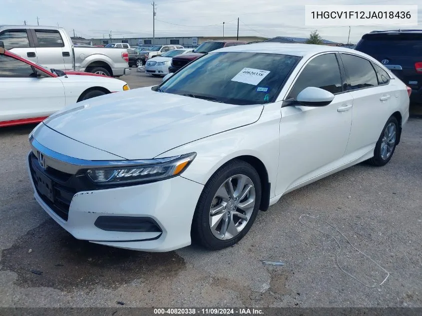 1HGCV1F12JA018436 2018 Honda Accord Lx