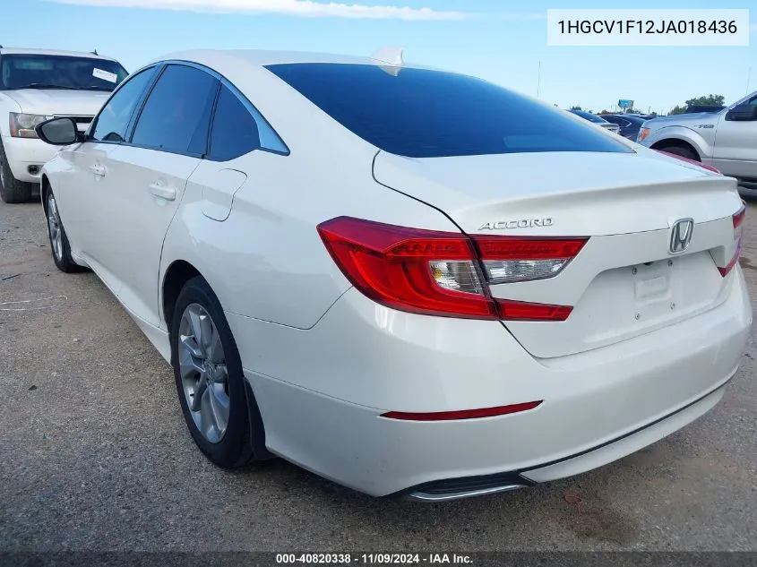 1HGCV1F12JA018436 2018 Honda Accord Lx