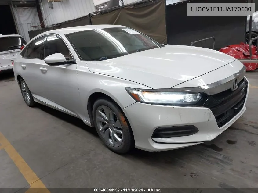 2018 Honda Accord Lx VIN: 1HGCV1F11JA170630 Lot: 40844152