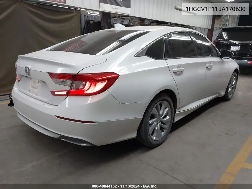 2018 Honda Accord Lx VIN: 1HGCV1F11JA170630 Lot: 40844152