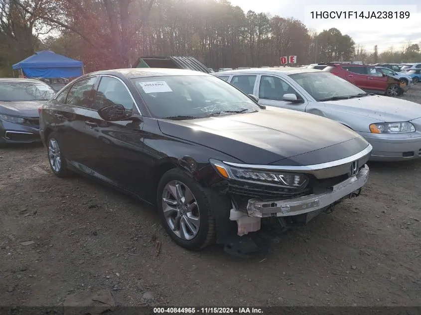 2018 Honda Accord Lx VIN: 1HGCV1F14JA238189 Lot: 40844965