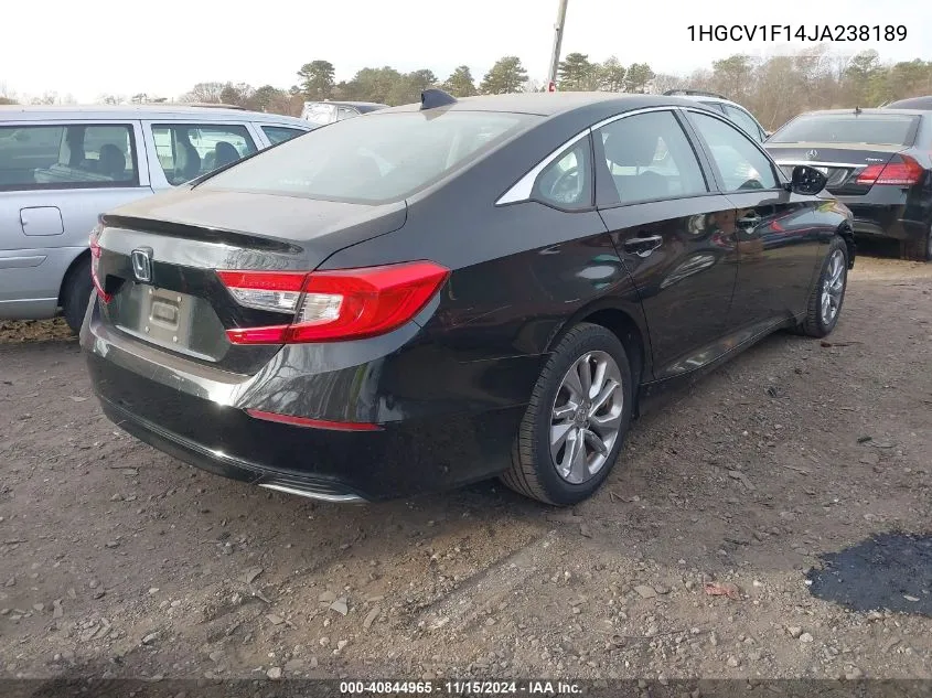 2018 Honda Accord Lx VIN: 1HGCV1F14JA238189 Lot: 40844965