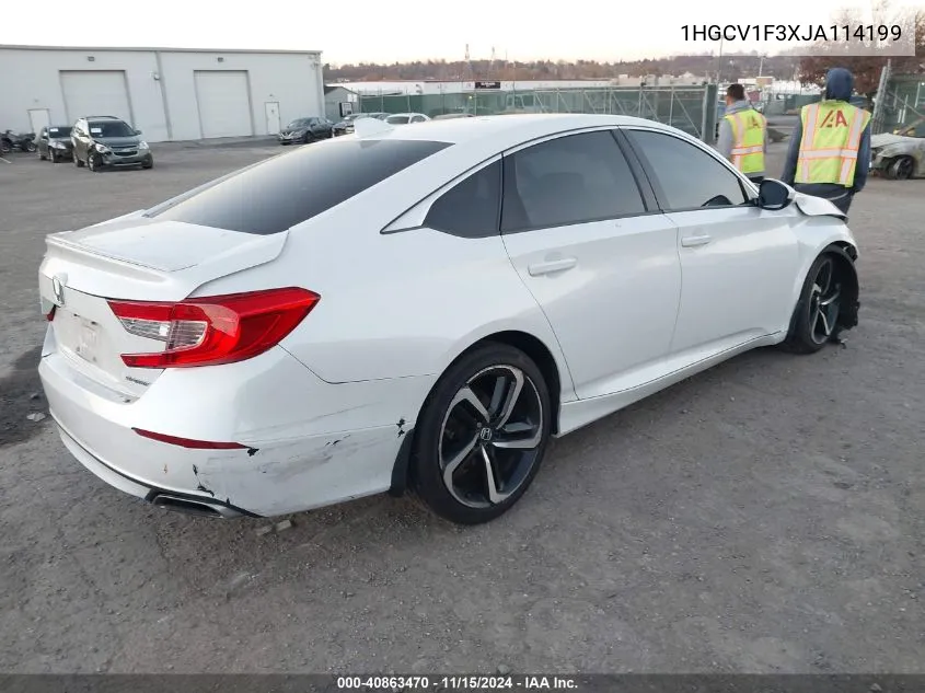 2018 Honda Accord Sport VIN: 1HGCV1F3XJA114199 Lot: 40863470