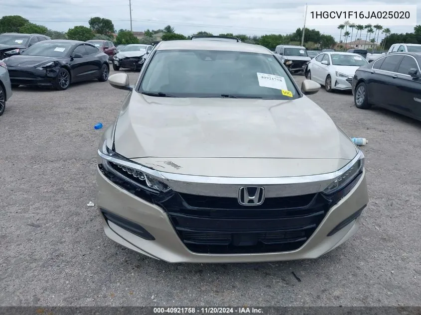 2018 Honda Accord Lx VIN: 1HGCV1F16JA025020 Lot: 40921758