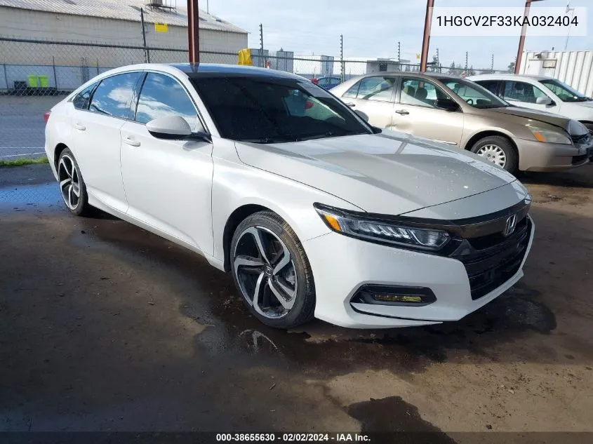 2019 Honda Accord Sport 2.0T VIN: 1HGCV2F33KA032404 Lot: 38655630