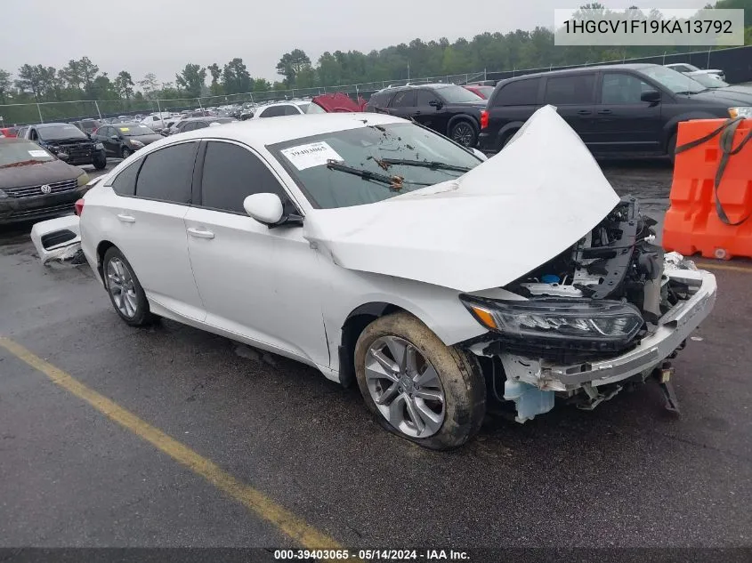 1HGCV1F19KA13792 2019 Honda Accord Lx