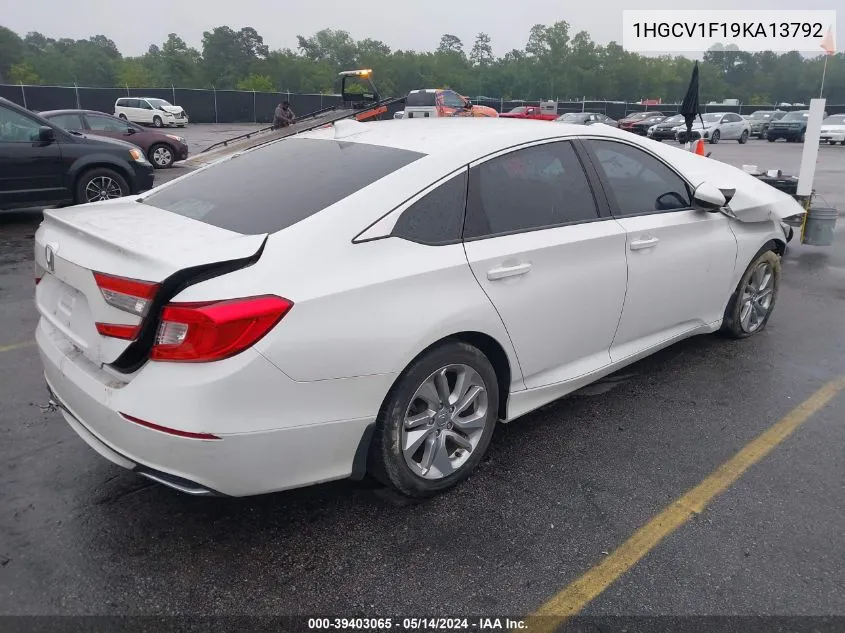 2019 Honda Accord Lx VIN: 1HGCV1F19KA13792 Lot: 39403065