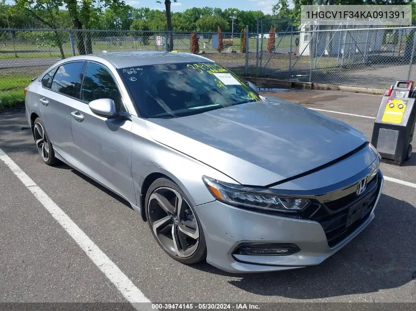 2019 Honda Accord Sport VIN: 1HGCV1F34KA091391 Lot: 39474145