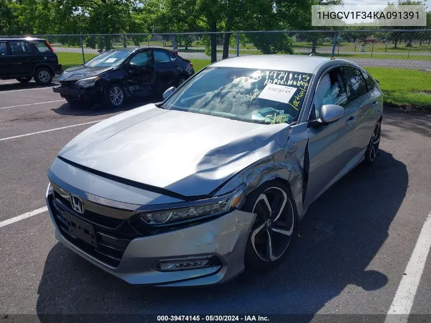 2019 Honda Accord Sport VIN: 1HGCV1F34KA091391 Lot: 39474145