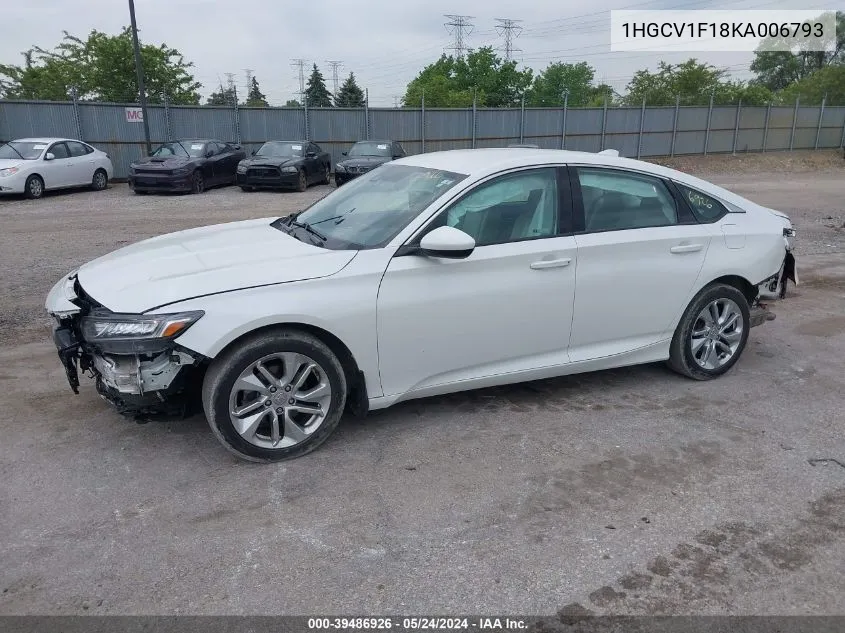 1HGCV1F18KA006793 2019 Honda Accord Lx