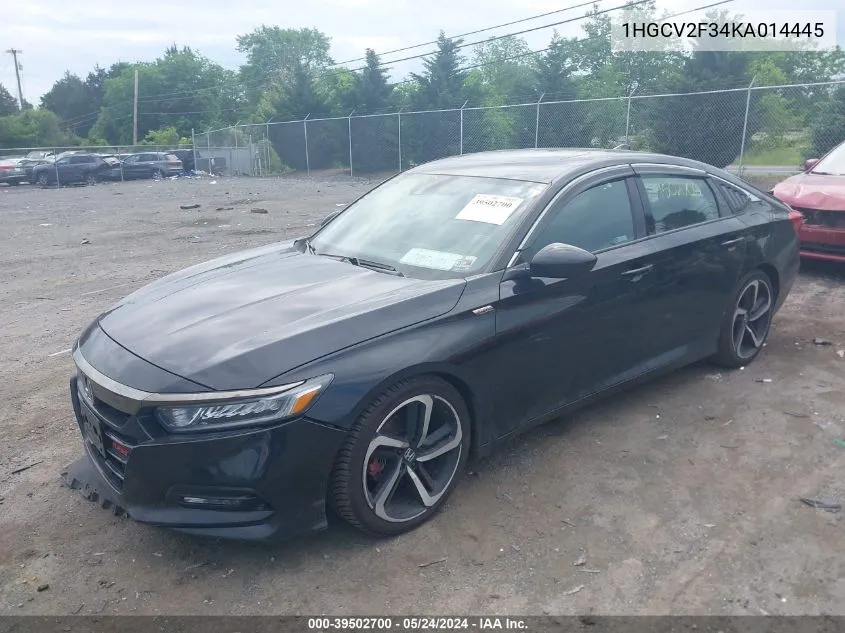 2019 Honda Accord Sport 2.0T VIN: 1HGCV2F34KA014445 Lot: 39502700