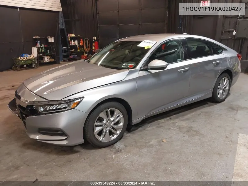 2019 Honda Accord Lx VIN: 1HGCV1F19KA020427 Lot: 39549224