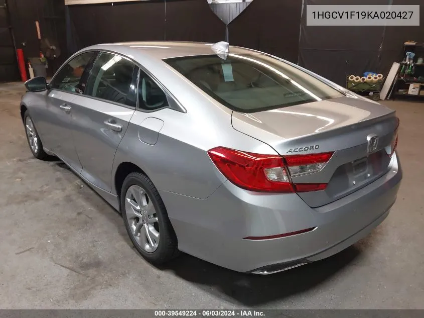 2019 Honda Accord Lx VIN: 1HGCV1F19KA020427 Lot: 39549224