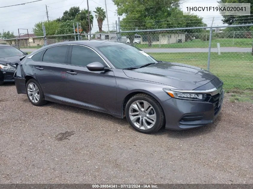 2019 Honda Accord Lx VIN: 1HGCV1F19KA020041 Lot: 39854341