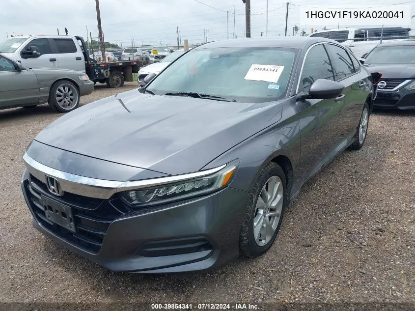 2019 Honda Accord Lx VIN: 1HGCV1F19KA020041 Lot: 39854341