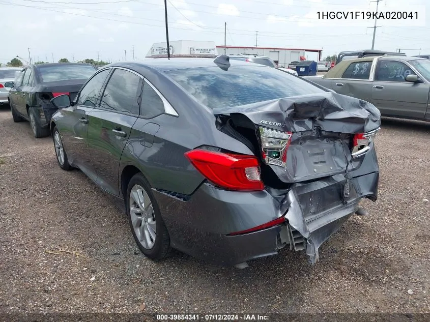 2019 Honda Accord Lx VIN: 1HGCV1F19KA020041 Lot: 39854341