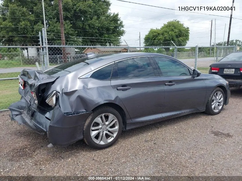 2019 Honda Accord Lx VIN: 1HGCV1F19KA020041 Lot: 39854341