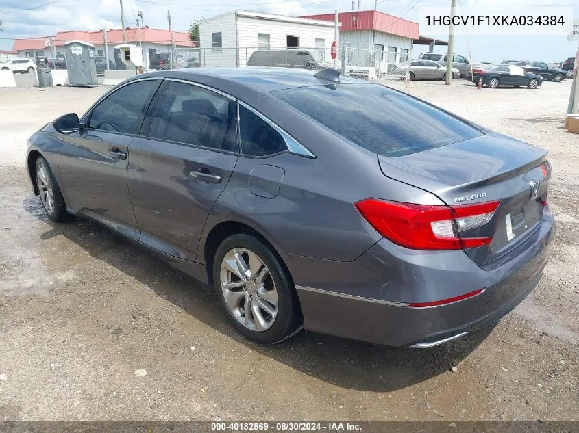 2019 Honda Accord Lx VIN: 1HGCV1F1XKA034384 Lot: 40182869