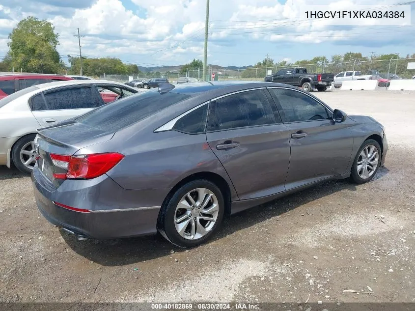 2019 Honda Accord Lx VIN: 1HGCV1F1XKA034384 Lot: 40182869